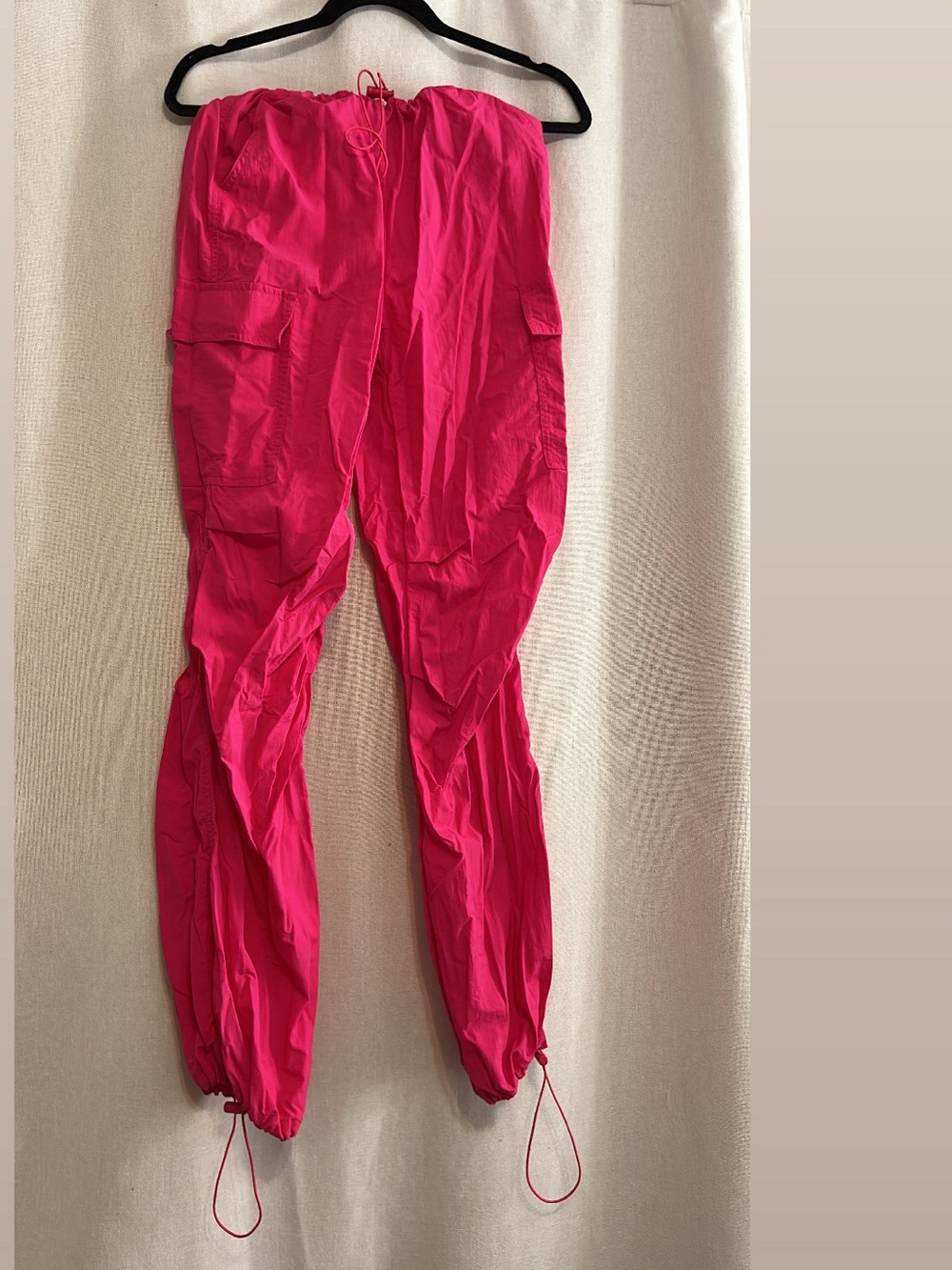 Hot Pink Parachute Cargo Joggers - Women's